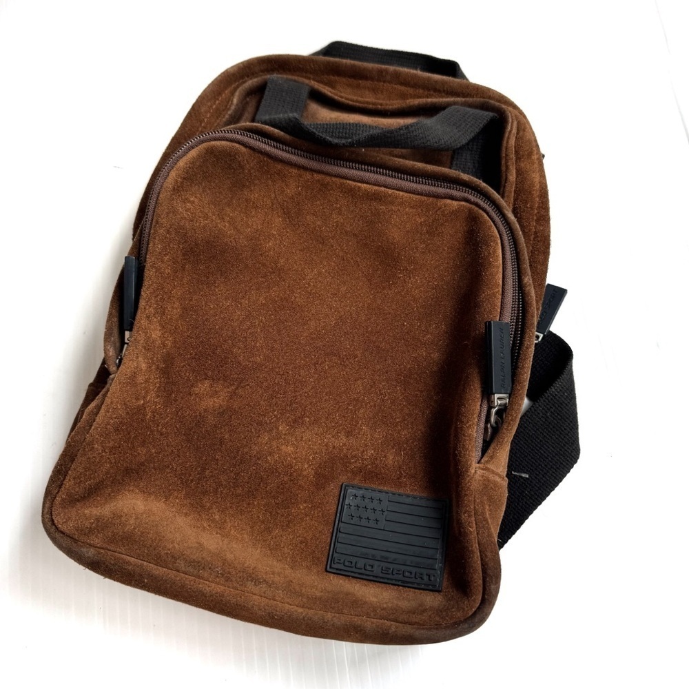 Vintage Polo Sport by Ralph Lauren Brown Suede Small Backpack